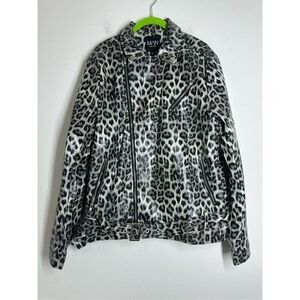 NWT MAN Boohoo Women Animal Print Polyurethane Zip Rein Jacket Size XXL Belted